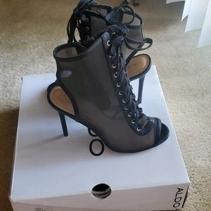 Aldo peep toe lace up booties